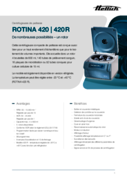 Feuillets d'information | ROTINA 420 | 420 R